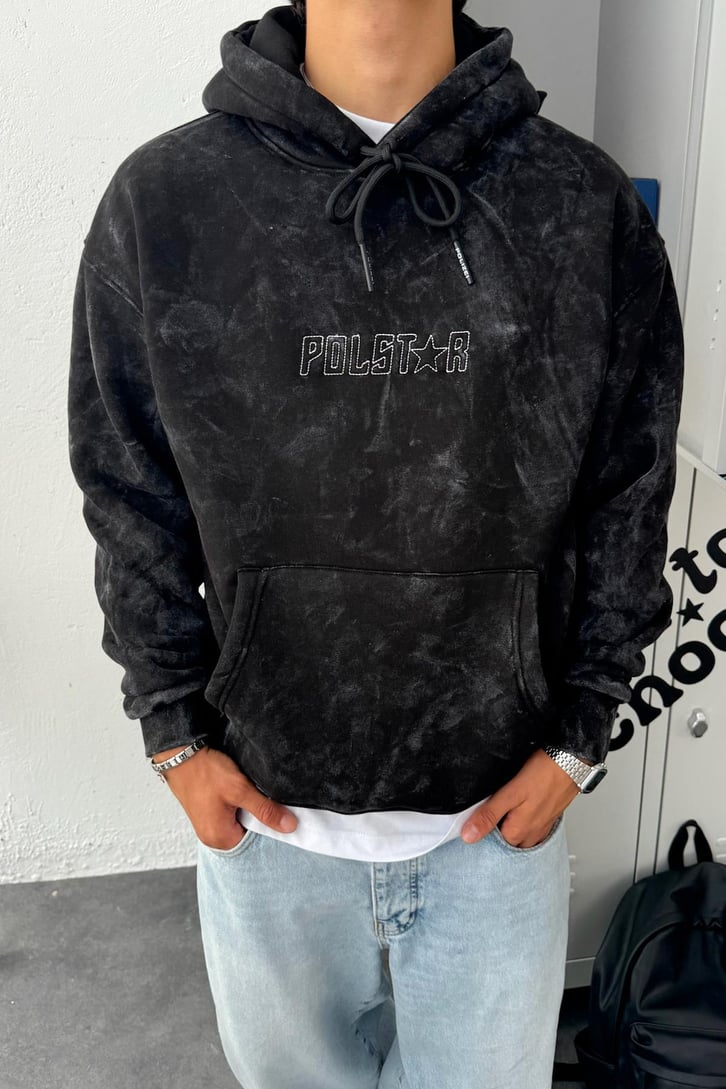 Polstar Nakışlı Washed Oversize Hoodie