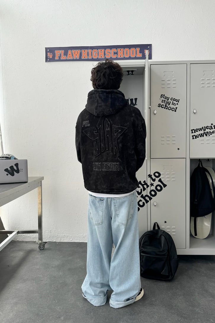 Polstar Nakışlı Washed Oversize Hoodie