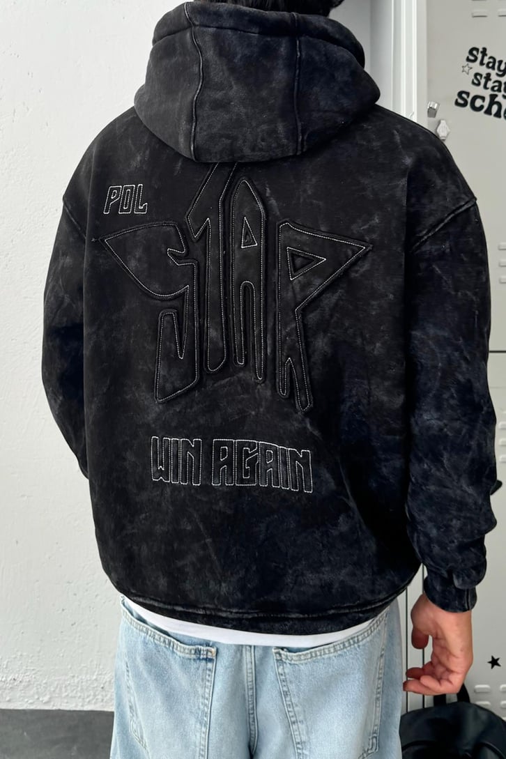 Polstar Nakışlı Washed Oversize Hoodie