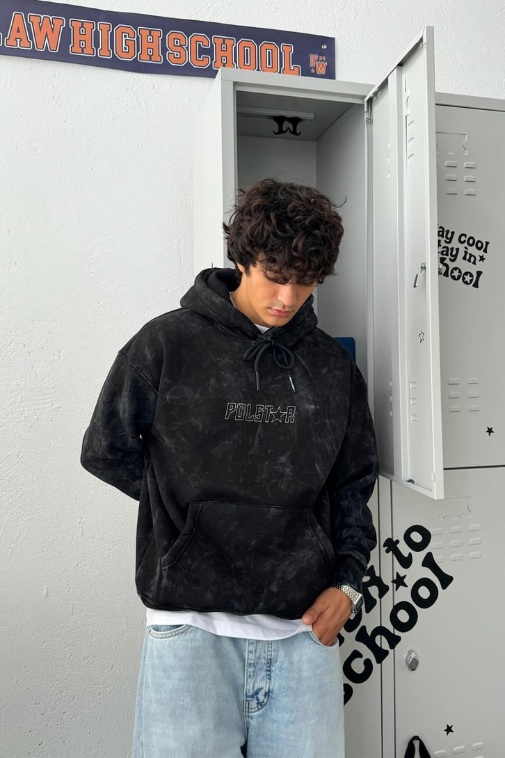 Polstar Nakışlı Washed Oversize Hoodie