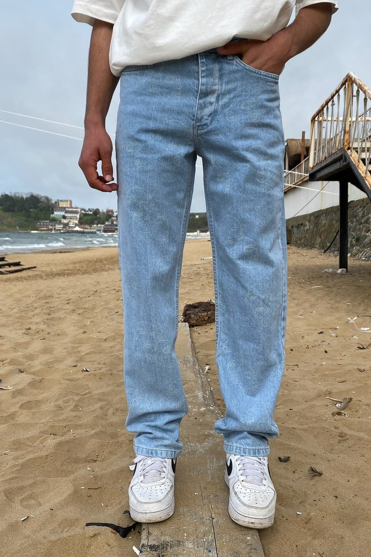 Portraits Lazered Mavi Regular Fit Jean