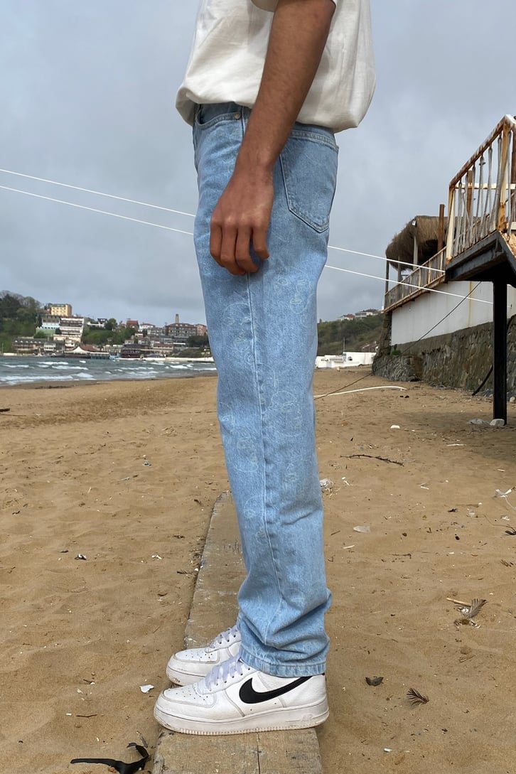 Portraits Lazered Mavi Regular Fit Jean