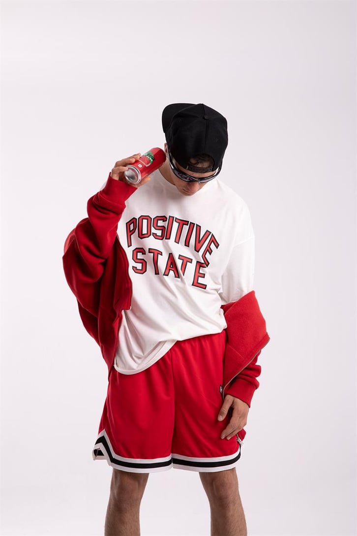 Positive State Baskılı Ekru Oversize Tişört