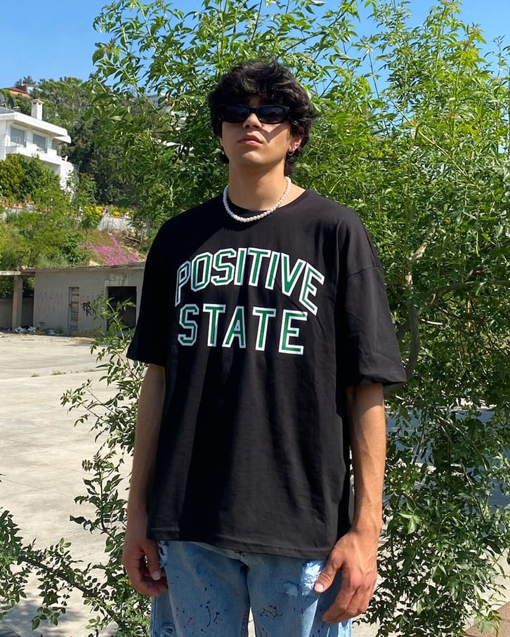 Positive State Baskılı Oversize Tshirt