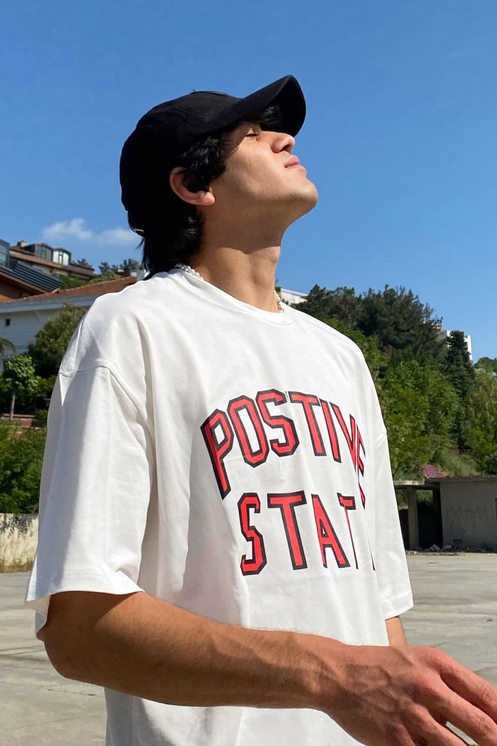 Positive State Baskılı Oversize Tshirt
