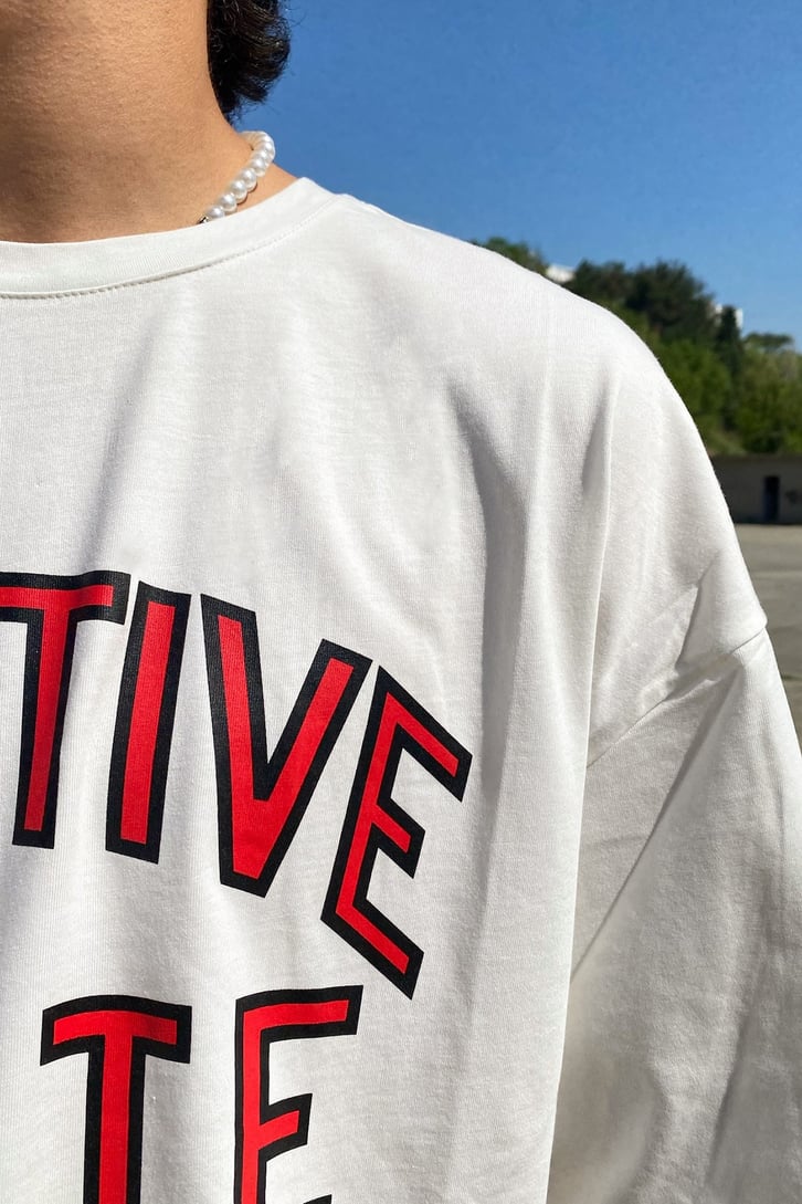 Positive State Baskılı Oversize Tshirt