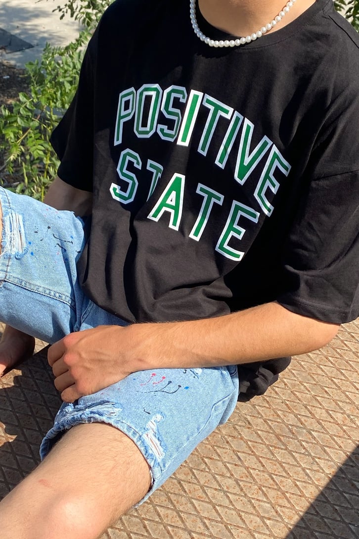 Positive State Baskılı Oversize Tshirt