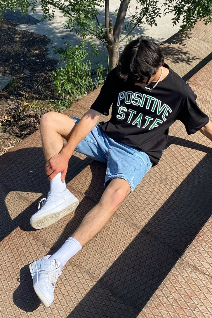 Positive State Baskılı Oversize Tshirt