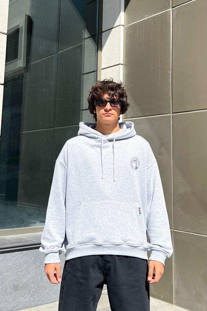 Positive Vibes Gri Oversize Sweatshirt