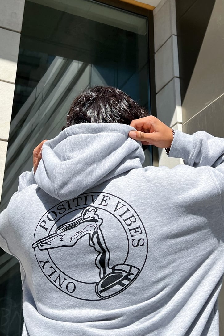 Positive Vibes Gri Oversize Sweatshirt