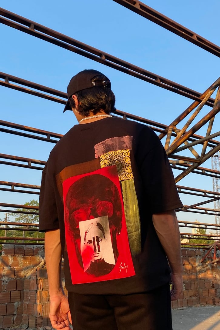 Potrait Siyah Oversize Tshirt