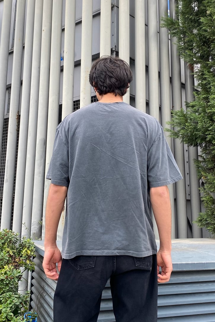 Praise Baskılı Antrasit Oversize Tshirt