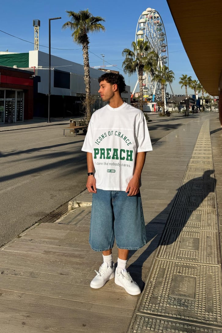 Preach Baskılı Oversize Tişört