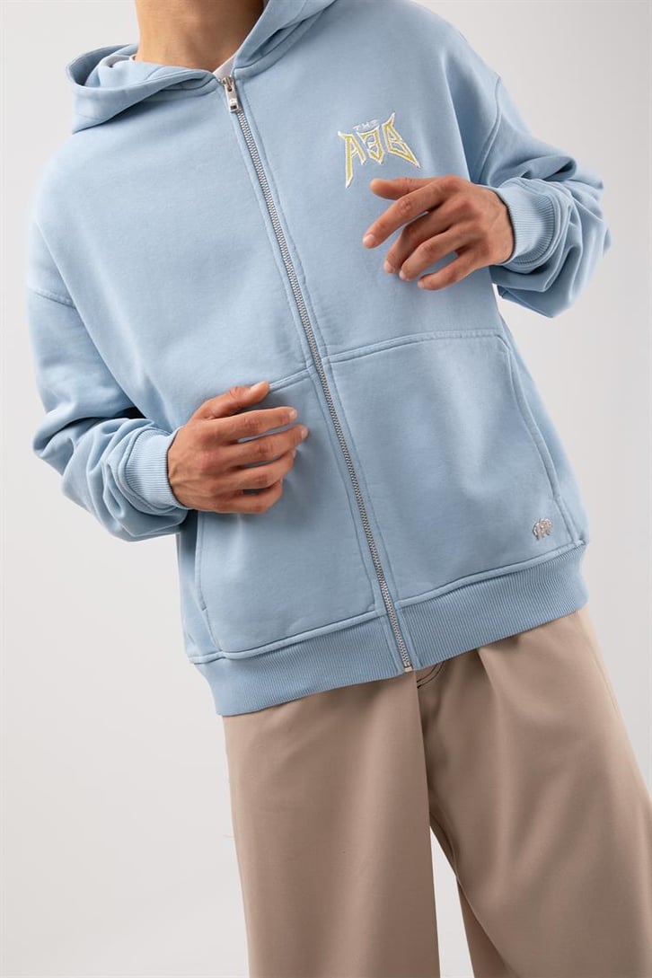 Premium 450 GSM Baby Blue Zip Hoodie
