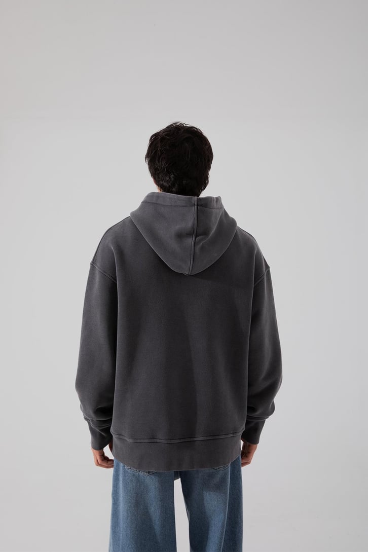 Premium 500 GSM Eagle Baskılı Acid Wash Oversize Hoodie