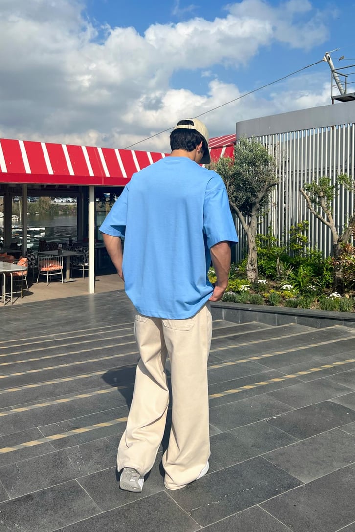 Premium Basic Mavi Oversize Tişört