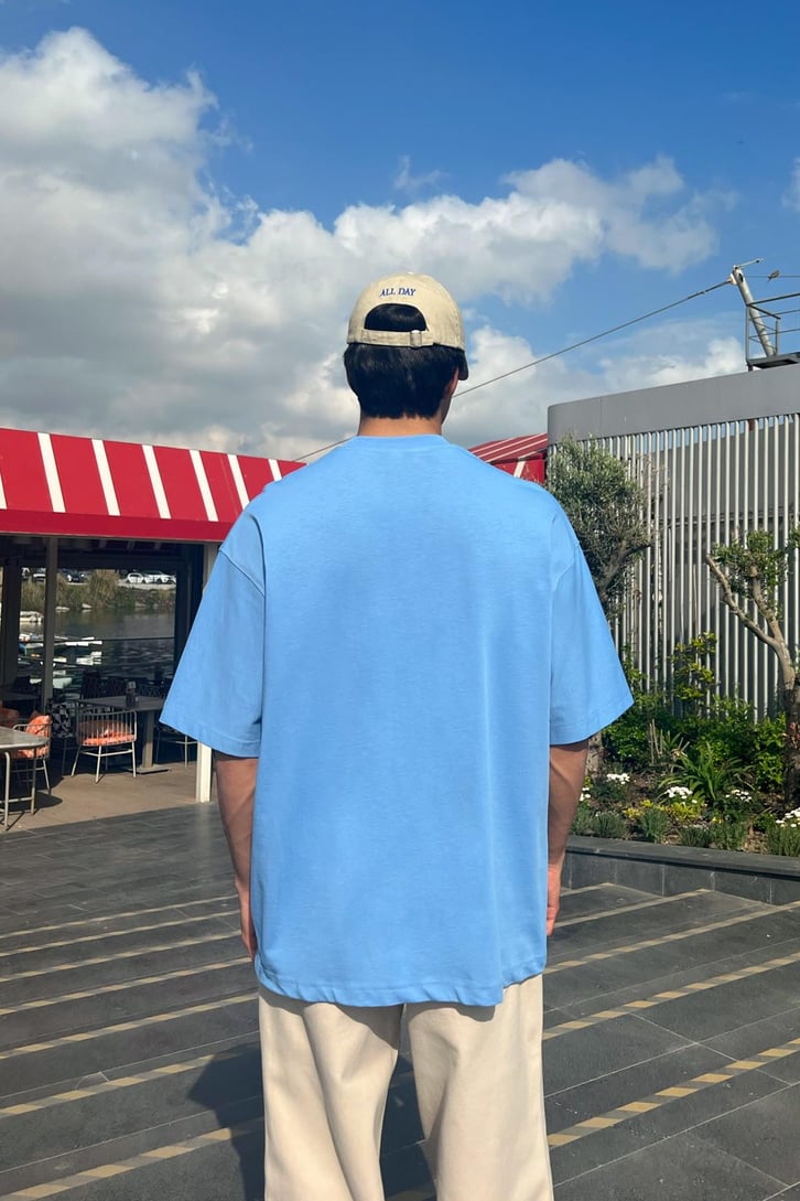 Premium Basic Mavi Oversize Tişört