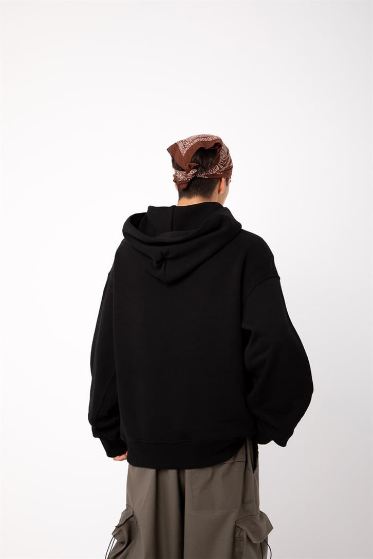 Premium Basic Siyah Oversize Hoodie