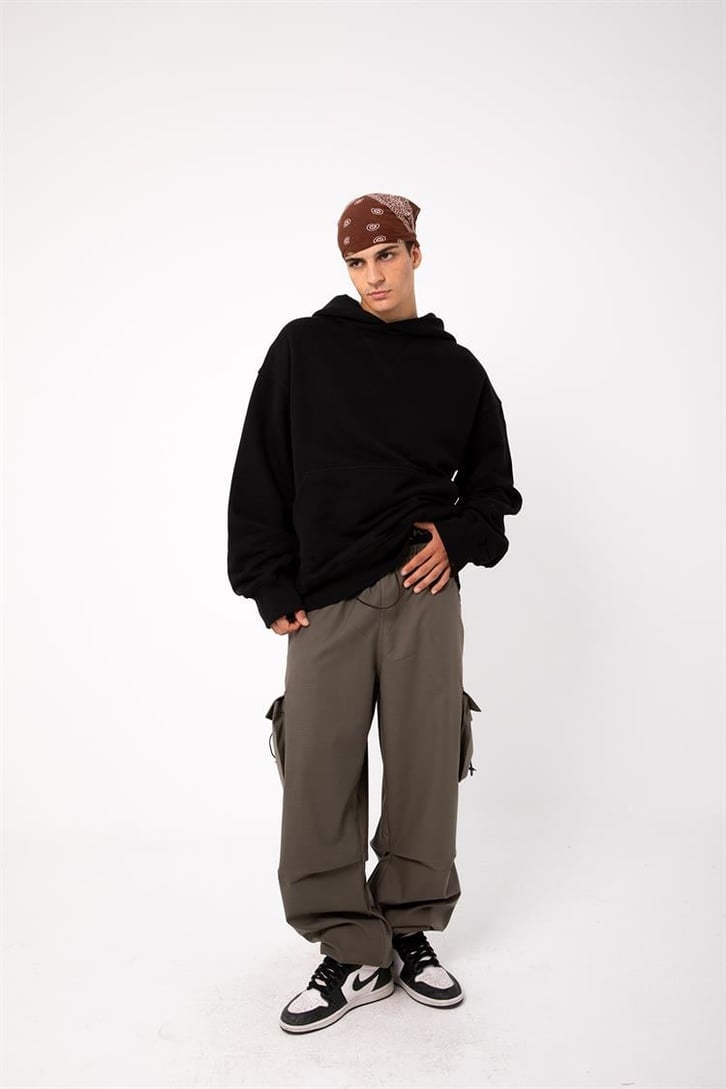 Premium Basic Siyah Oversize Hoodie
