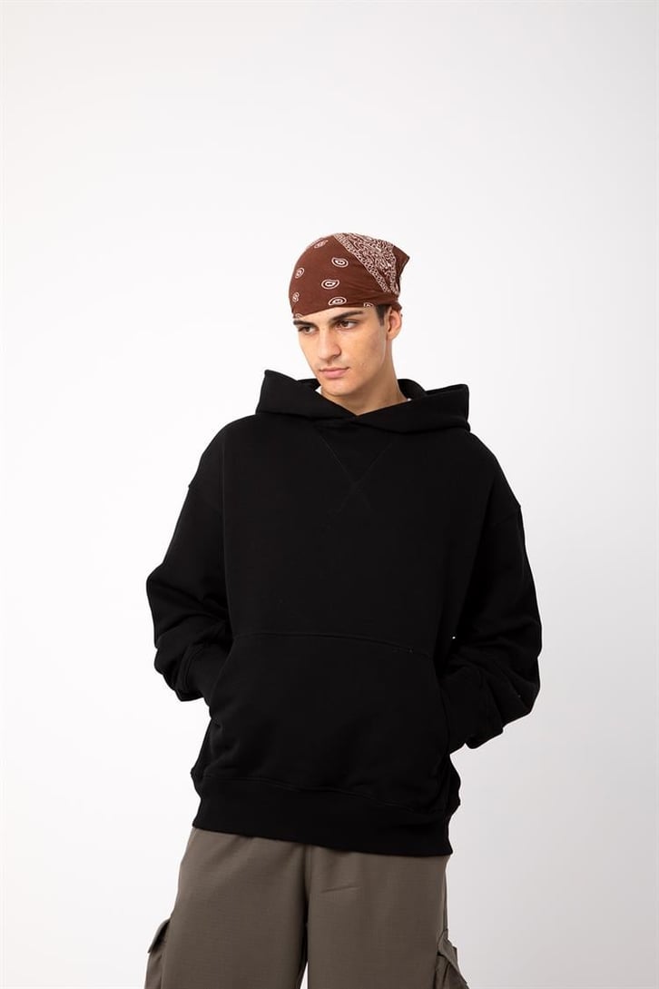 Premium Basic Siyah Oversize Hoodie