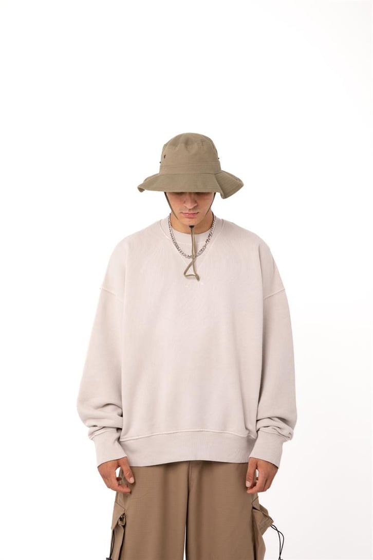 Premium Basic Taş Rengi Oversize Sweatshirt