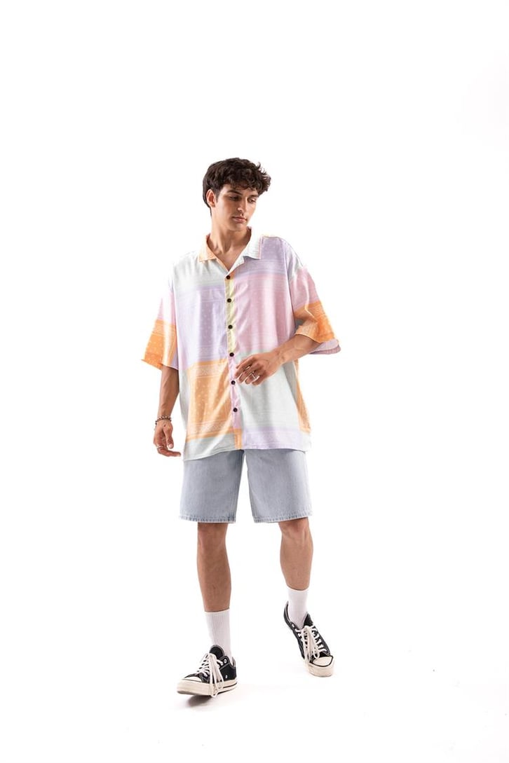 Premium Baskı Oversize Kısa Kol Gömlek