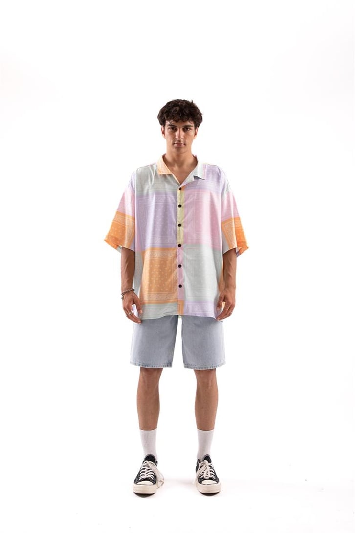 Premium Baskı Oversize Kısa Kol Gömlek
