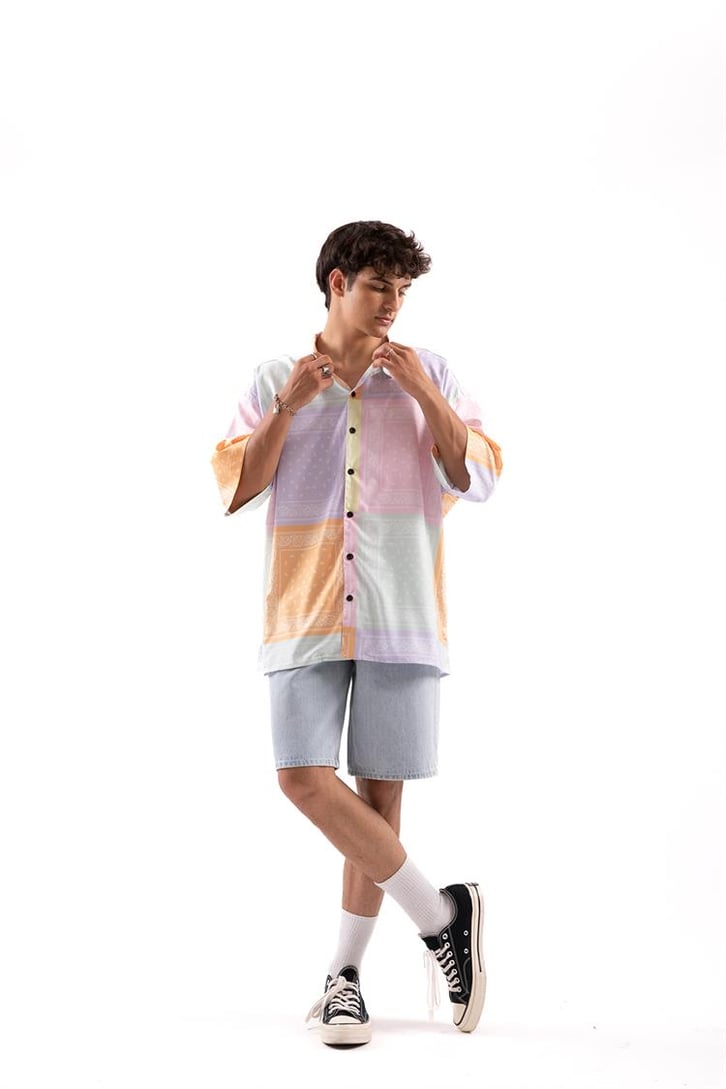 Premium Baskı Oversize Kısa Kol Gömlek