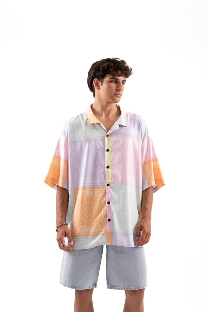 Premium Baskı Oversize Kısa Kol Gömlek