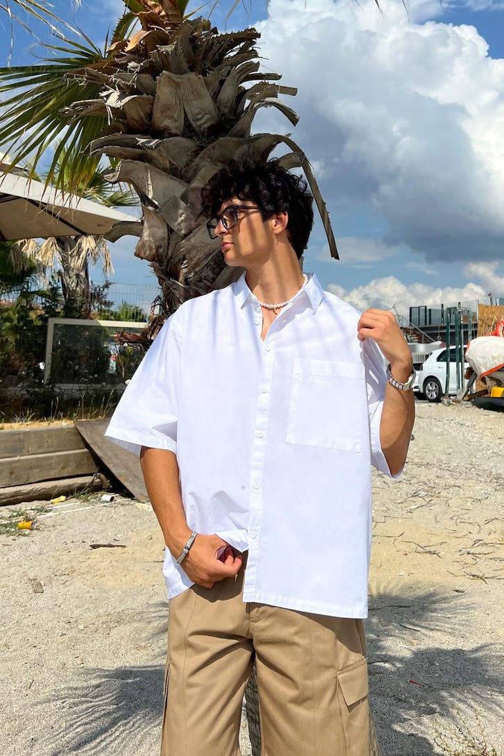 Premium Cotton Kısa Kol Oversize Gömlek