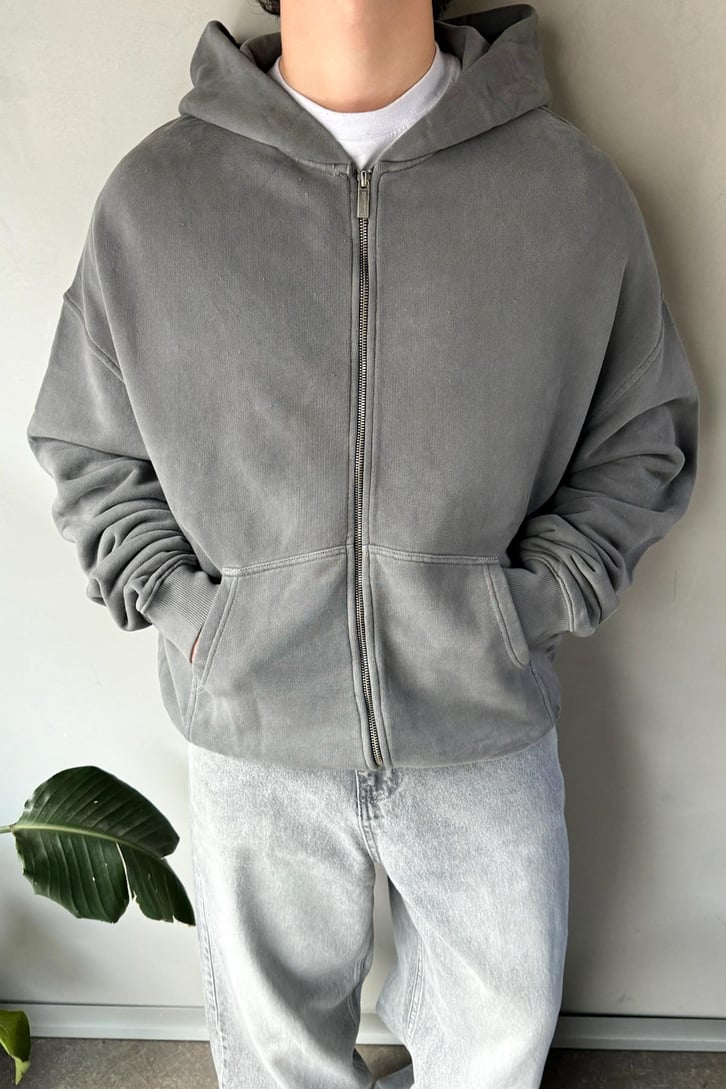 Premium Kumaş 450 Gsm Basic Zip Hoodie