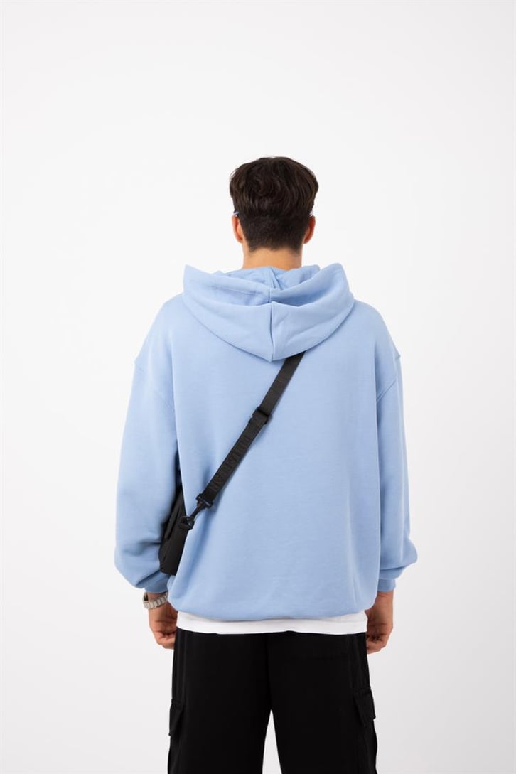 Premium Kumaş 500GSM Ferever Baskılı Bebek Mavisi Oversize Hoodie