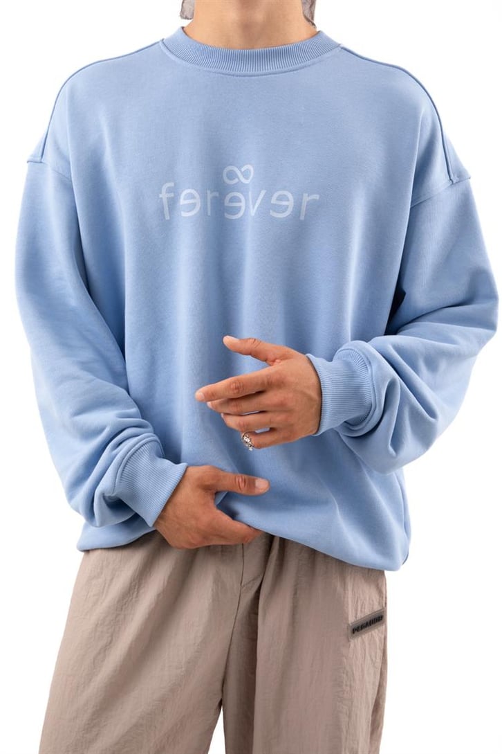 Premium Kumaş 500GSM Ferever Baskılı Krem Oversize Sweatshirt