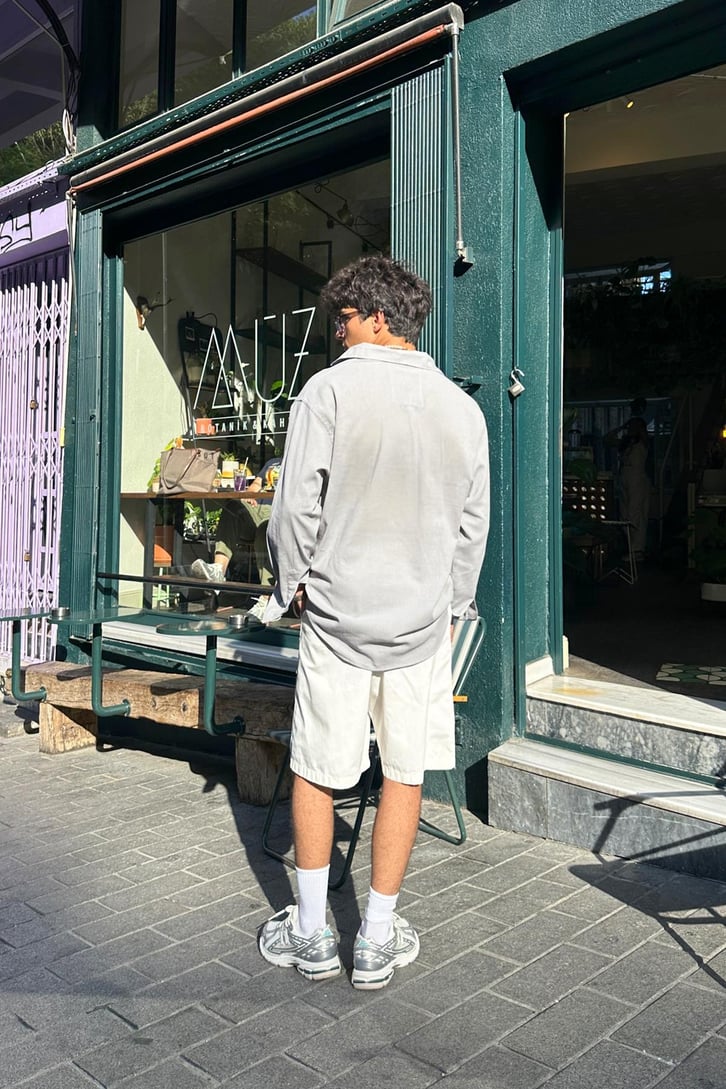 Premium Modal Karışımlı Gri Oversize Gömlek