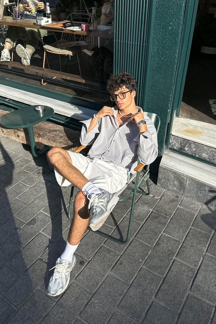 Premium Modal Karışımlı Gri Oversize Gömlek