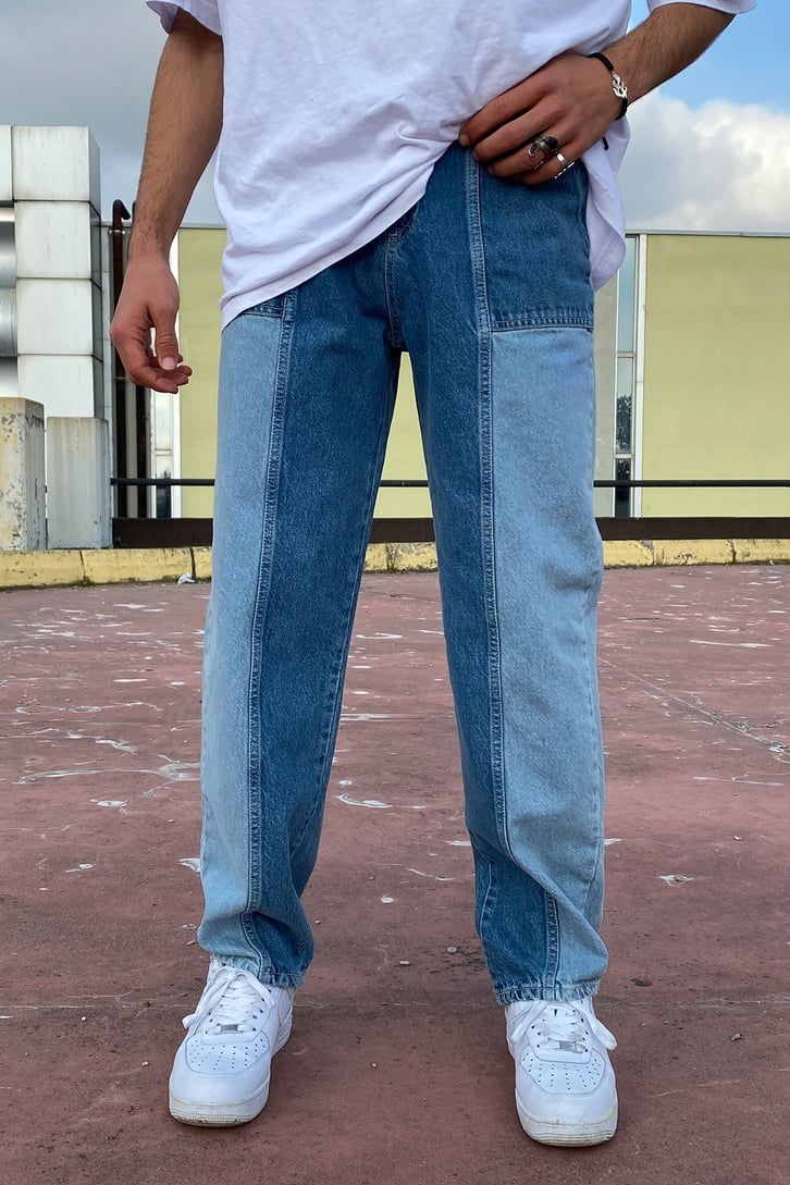 Premium Patchwork Blue Losse Fit Jean