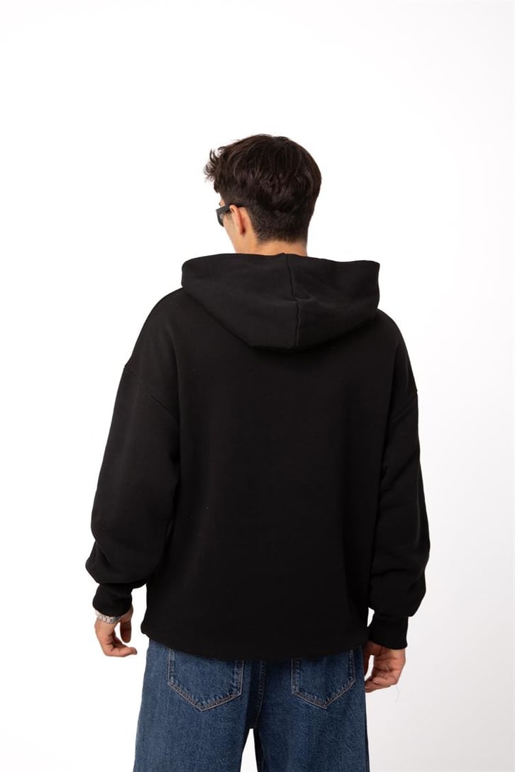 Premium The Matrix Baskılı Siyah Oversize Hoodie
