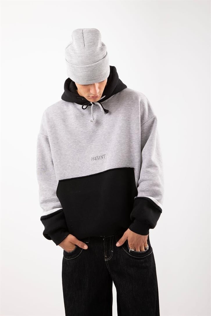 Present Baskılı Double Color Oversize Hoodie
