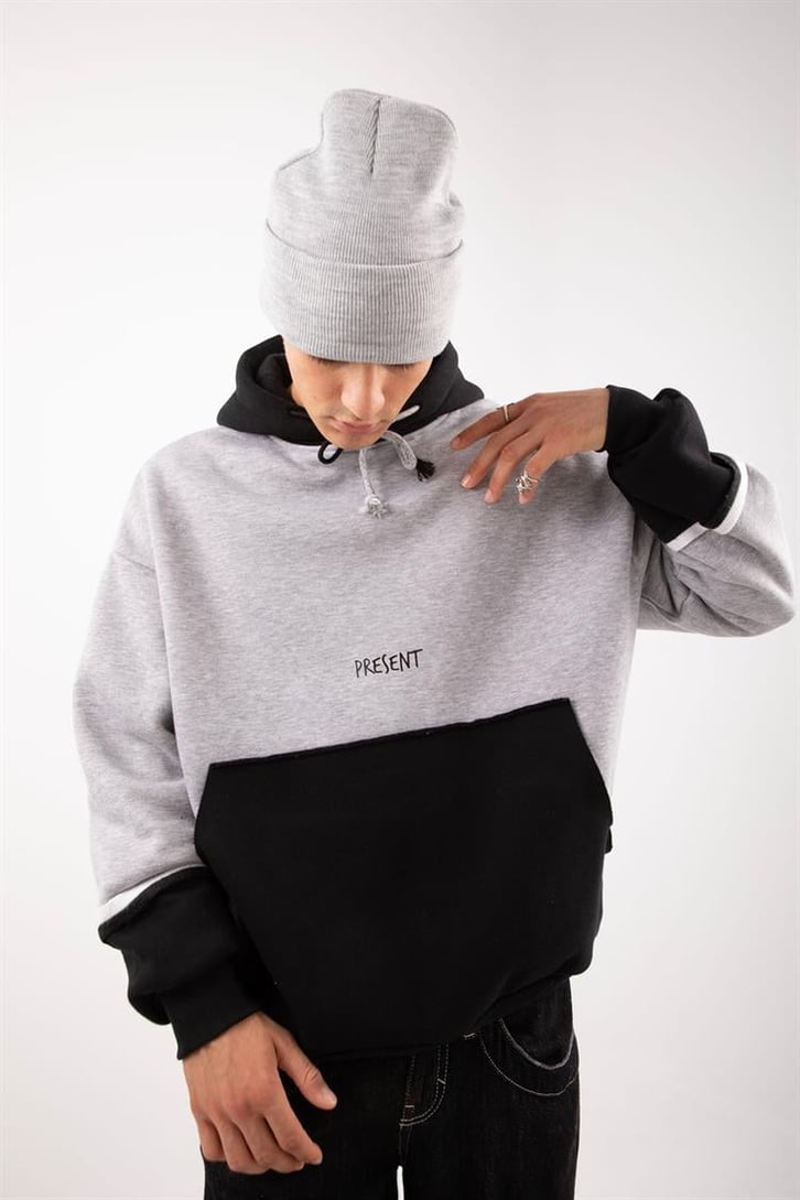 Present Baskılı Double Color Oversize Hoodie