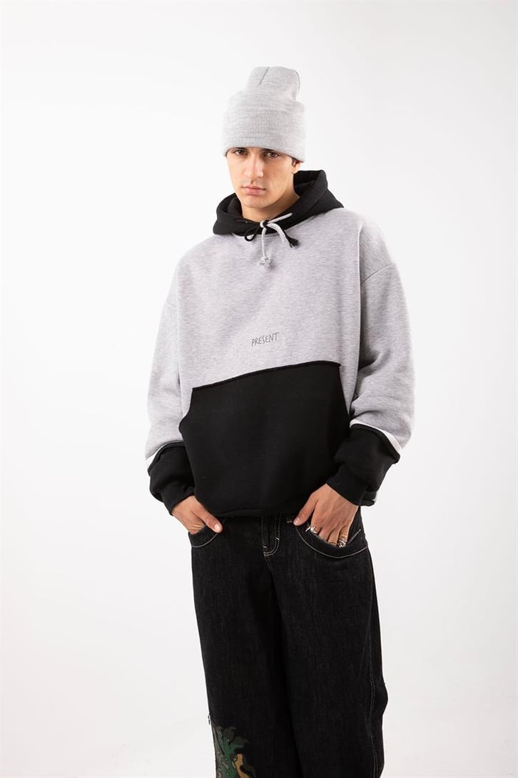 Present Baskılı Double Color Oversize Hoodie