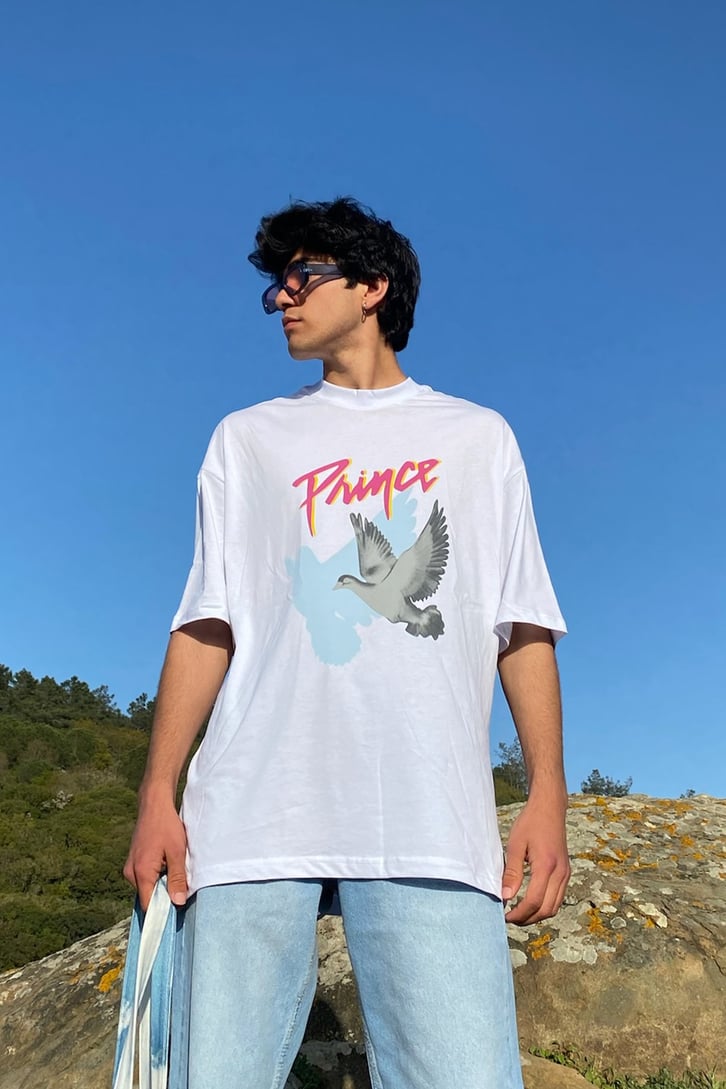 Prince-The Bird Baskılı Oversize Tshirt
