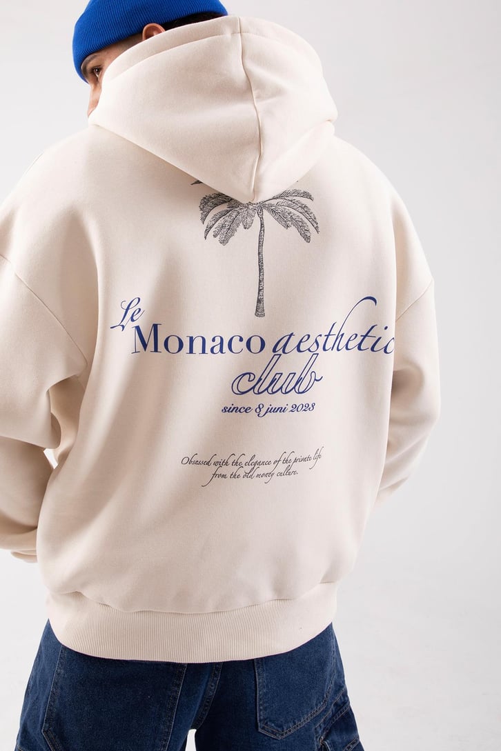 Productive Vision Baskılı Krem Oversize Hoodie