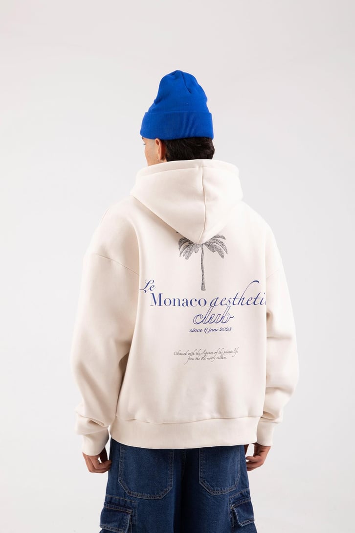 Productive Vision Baskılı Krem Oversize Hoodie