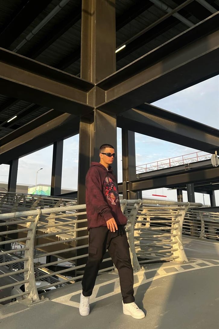 Propaganda Skull Baskılı Batik Desen İçi Pamuklu Oversize Hoodie