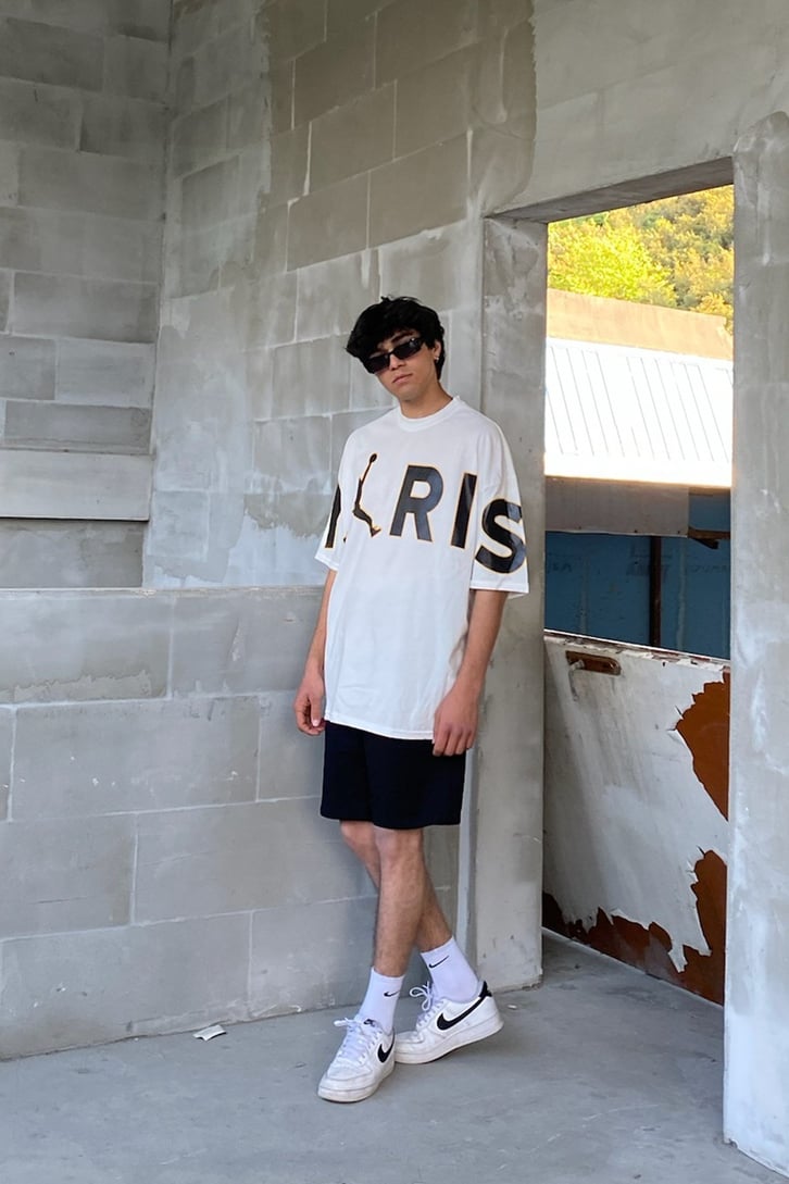 PSG Baskılı Beyaz Oversize Tshirt