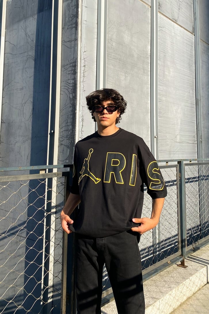 PSG Baskılı Beyaz Oversize Tshirt