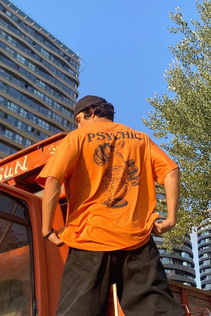 Psychic Sırt Baskılı Turuncu Oversize Tshirt