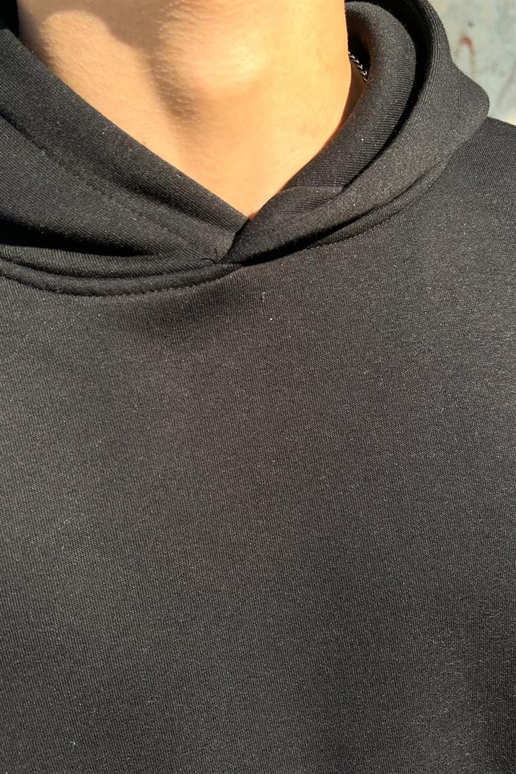 Psycho Bear Sırt Baskılı Siyah İçi Pamuklu Oversize Hoodie
