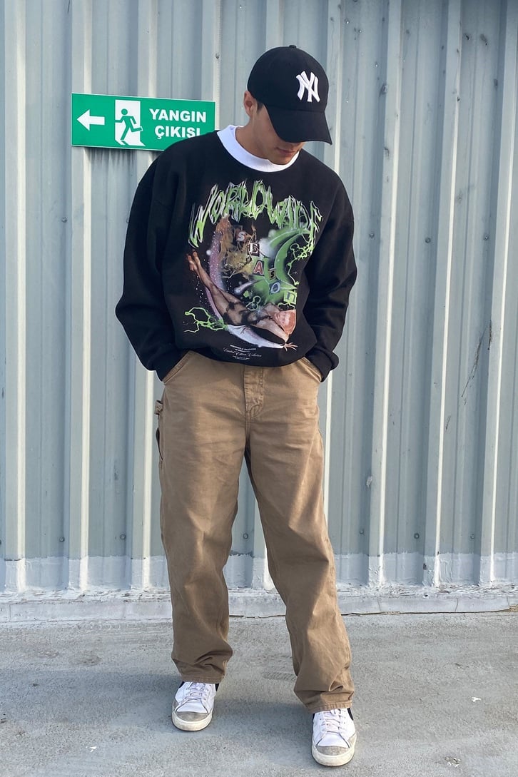 Punchwork Urban Style Oversize Premium Hoodie