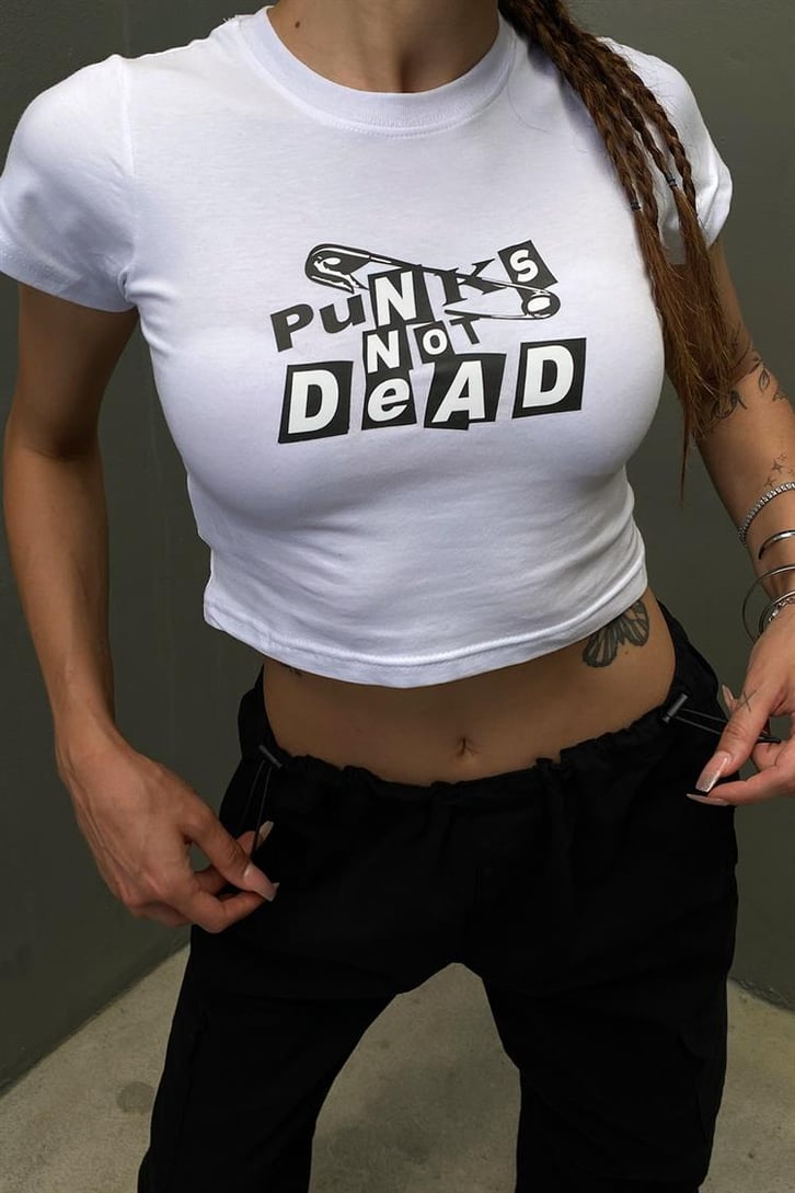 Punks Not Dead Baskılı Crop